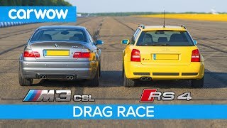 BMW M3 CSL vs Audi RS4 B5  DRAG RACE ROLLING RACE amp Review [upl. by Eissel418]