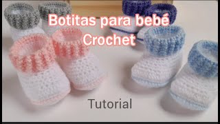 Botitas para bebé en crochet paso a paso  0 a 3 meses [upl. by Deach]