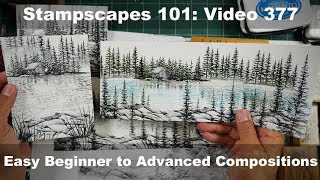 Stampscapes 101 Video 377 Easy Beginner to Advanced Compositions [upl. by Enyluqcaj]