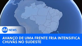 Previsão Chegada de frente fria intensifica chuvas no sudeste SBTNewsnaTV 180124 [upl. by Leuqram]