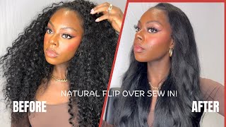 THE MOST NATURAL LOOKING CURLYSTRAIGHT FLIP OVER SEW IN [upl. by Inamik]