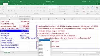 Bond Valuation Using Excel [upl. by Ocin869]