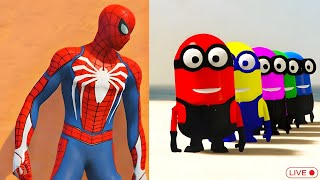 GTA 5 Epic Ragdolls RED SPIDERMAN VS RED MINION VS GREEN MINION Euphoria Physics amp Funny Fails [upl. by Nwahsear]