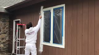 Spray Painting Vinyl Clad Windows Warsaw Syracuse Goshen and Columbia City Indiana [upl. by Attekahs]