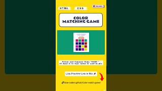 Colour matching game with HTML CSS JS  Shorts GameDev Trending coding viralvideo html [upl. by Eatnod]