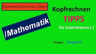 Kopfrechnen Tipps MinusRechnen für Grundschüler langsame Version [upl. by Anica]