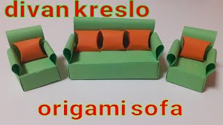 Qogozdan narsalar yazash  Qogozdan divan krelo yashash  origami  origami sofa [upl. by Nnyloj565]