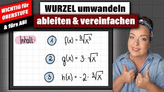 Wurzeln umformen ableiten und vereinfachen  ganz einfach erklärt [upl. by Hctud]