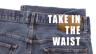 How to Take in the Waist on JeansPants  Make Waistband Smaller [upl. by Reisman52]