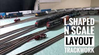 L Shaped N Scale Layout Track Work [upl. by Yevreh]