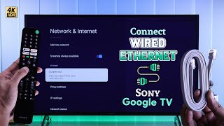 Sony Google TV How To Connect Wired Internet Connection LAN Cable [upl. by Annekahs]