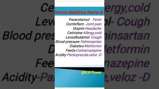 Most common medicine name and uses medicine shorts [upl. by Hanavas274]