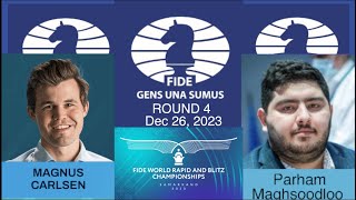 FIDE World Rapid Chess Championship 2023 Magnus Carlsen Vs Parham Maghsoodloo [upl. by Ttayh]