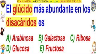 Examen Admisión a la Universidad CALLAO Biología Los Glúcidos Solucionario UNAC [upl. by Ocimad]