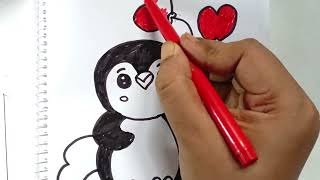 How to Draw a Cute Penguin  Penguin Drawing and Coloring  Step by step guide for easy drawing [upl. by Sephira]