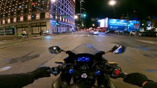 Motorcycle Night Ride  Downtown  Denver Colorado  CBR500r  4K [upl. by Cutlerr480]