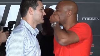 ANDERSON SILVA VS CHRIS WEIDMAN 2 FULL UFC LAS VEGAS PRESS CONFERENCE amp FACE OFF VIDEO [upl. by Aitenev]