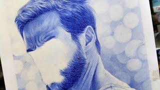 Realistic portrait drawing with Ballpoint pen  Drawing Logan Wolverine [upl. by Rehpetsirhc]