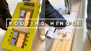 Simple Door Hinges Routing With Ryobi Door Hinge Template [upl. by Yaned]