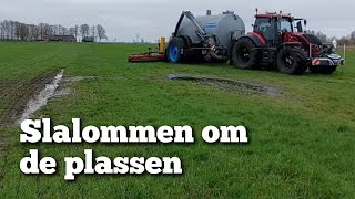 Mest uitrijden slalommen om de plassen heen  Boer Gerrit vlogt [upl. by Aissatan]