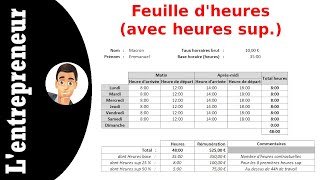 Faire une feuille dheure hebdomadaire sur Excel  heures sup [upl. by Amyas536]