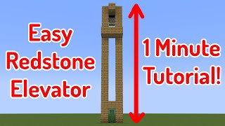 Minecraft SIMPLEST Redstone Elevator 1 Minute Tutorial [upl. by Ydner]