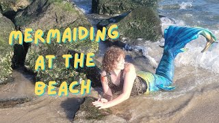 Mermaiding At The Beach Vlog  Last beach trip of the summer [upl. by Orravan]