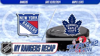 New York Rangers fall 43 to Toronto Maple Leafs in shootout [upl. by Ainuj]