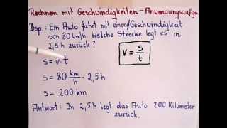 Rechnen mit Geschwindigkeiten  Anwendungsaufgabe [upl. by Porett361]