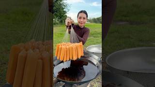 Hotdog crispy with noodle cook recipe shortvideo shorts cooking food recipe [upl. by Laurena808]