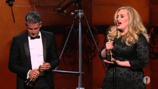 Adele Adkins and Paul Epworths quotSkyfallquot Wins Best Original Song  85th Oscars 2013 [upl. by Isma493]