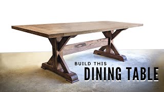 How to Build a FARMHOUSE TRESTLE TABLE  DIY Woodworking [upl. by Colman476]