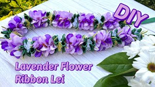 How To Make This Beautiful Lavender Flower Ribbon Lei DIY [upl. by Yziar674]