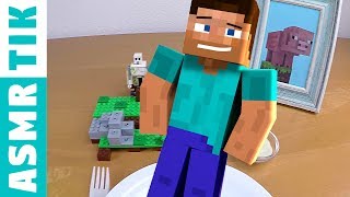 Eating STEVE from MINECRAFT ASMR Tik Dinner Eating sounds No talk Friendly Video Part 1 [upl. by Cohdwell]