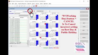 SQL Payroll  Setting Calender for Public Holiday amp Rest Day [upl. by Groark]