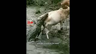 Lucky Cow Escapes Massive Crocodile Attack  When theres a will theres a Win  Crocodile Hunting [upl. by Onin]