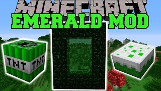 Minecraft EMERALD MOD NEW DIMENSION EXPLOSIVES WEAPONS ITEMS amp MORE Mod Showcase [upl. by Zoara]