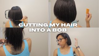 CUTTING MY HAIR INTO A BOB MYSELF IMPULSIVELY [upl. by Sil]