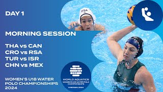 Morning Session  Day 1  World Aquatics Women’s U18 Water Polo Championships 2024 [upl. by Eniawd]