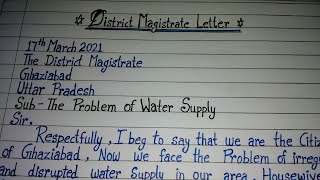 write a letter to District Magistrateproblem of water supplyenglish letter [upl. by Einnaoj895]