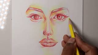 How to draw eye nose and lips step by step tutorial video for beginners [upl. by Malek]