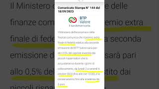 Aggiornamento BTP Valore seconda emissione con cedole trimestrali shorts [upl. by Saval748]