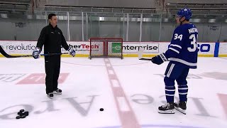 NHL Network Ice Time Auston Matthews demonstrates his snap shot [upl. by Arema]