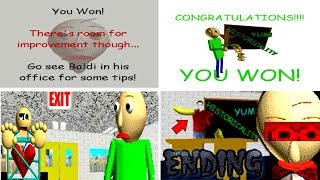 ALL ENDINGS Baldis Basics in Education and Learning v131 [upl. by Etnom]