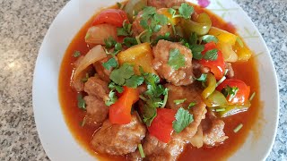 Sauté Porc sauce aigre douce 5mn facile Thịt hoặc sườn xào chua ngọt Pork sweet sour sauce [upl. by Tabbatha556]