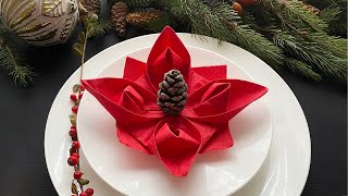 Christmas Poinsettia Napkin fold [upl. by Aivata]