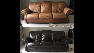 Using WOOD STAIN to make this leather couch look BRAND NEW [upl. by Emalee]