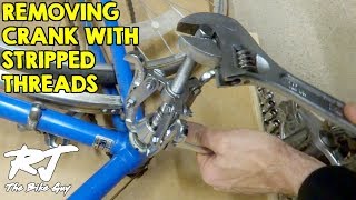 Removing VERY Stuck Crank Arm With Damaged Threads [upl. by Maletta]