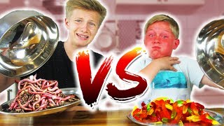 REAL FOOD vs GUMMI FOOD CHALLENGE  EKLIGE REGENWÃœRMER TipTapTube [upl. by Calle]