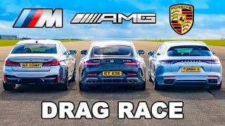 New 840hp AMG GT 63 S v BMW M5 v Panamera Turbo DRAG RACE [upl. by Kubis958]